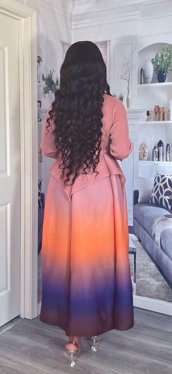 OMBRÉ  MIYAKI BELTED  DRESS(PINK)