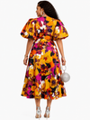 Timeless Charm Wrap Midi Dress(orange floral)