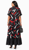 Iconic Flow Maxi Dress – Noir Red Stroke