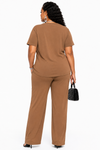Crystal Luxe Lounge Pant Set(Brown)
