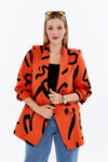 Orange abstract blazer