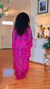 COUTURE HAND BEADED MAXI DRESS(PINK/ORANGE)