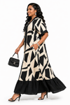 Iconic Flow Maxi Dress(Black/Beige)