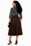 Executive Elegance Bow Midi Dress(Brown)