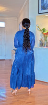 Midnight Ruffle Tiered Maxi Dress(Dark blue)