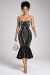 Midnight Pearl Illusion Mermaid Bandage Dress