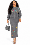 PREORDER 14 – GRAY KNIT SKIRT SET
