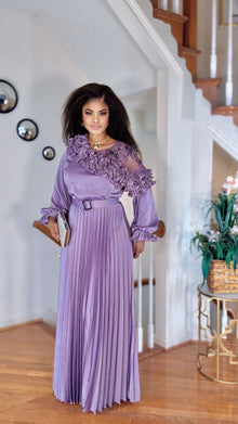  Couture Lavender Luxe Pleated Elegance Dress