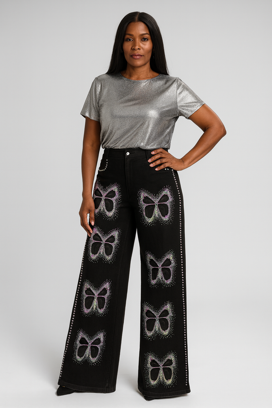 Glam Flutter Butterfly Cutout Denim(Bottom)