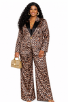 LUXE LEOPARD SATIN TWO-PIECE SUIT SET