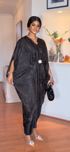 Imperial Luxe Satin Kaftan Dress(Black)
