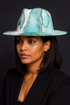 Marble Swirl Wool Fedora Hat(Green)