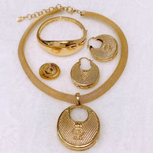  Golden Medallion Hoop Set