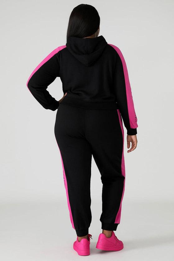 Glam Picnic Club Jogger Set – Black & Hot Pink