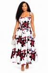 The Scarlet Bloom Corset Midi Dress
