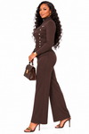 PREORDER 37- CHOCOLATE  2PIECE  KNIT PANT SET