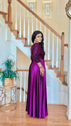 Luxury Velvet Peplum Dress (Magenta)