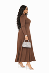 Mocha Turtleneck Flowy Maxi