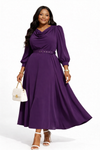 Regal Flow Belted Maxi Dress(PURPLE)