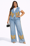 Golden Butterfly Glam Denim Set