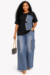 Luxe Utility Denim Cargo Set(Black)