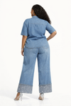 Crystal Cuff Denim Palazzo Set
