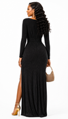 Sparkly Rhinestone Embellished Bodycon Gown
(Black)