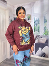 Hooded Teddy Graphic Sweatshirt (Wine)