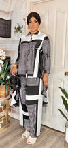 HIGHLOW BUTTON-DOWN TOP/PALAZZO PANT SET(PREORDER)