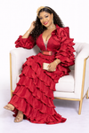 Burgundy Royal Ruffle Couture Gown
