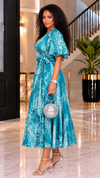 Timeless Charm Wrap Midi Dress(Teal)