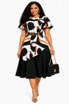 Modern Art Elegance Midi Dress