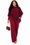 PREORDER 35 - WINE  3-PIECE  KNIT PANT SET