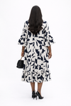 Signature Printed Luxe Midi Dress(White/Black)