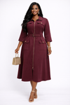 Bordeaux Belted Zip Midi Dress
(wine)