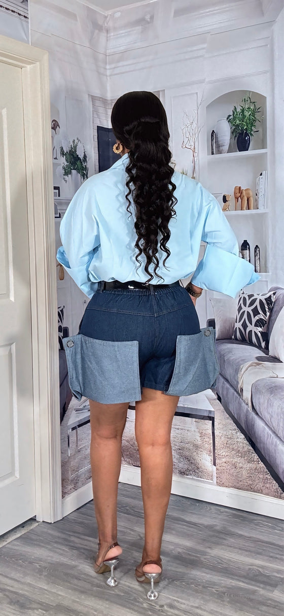 Bold Pocket Denim 2-Piece Set – Dark/Light Mix