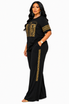 Royal Heritage Luxe Pant Set(black)
