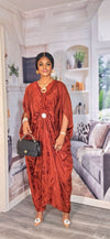 Luxe Royal Satin Kaftan Dress(Burnt orange)