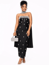 Royal Pearl Scarf Midi Dress(Black)