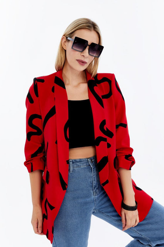 Red abstract blazer