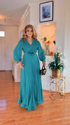 BELTED LONGSLEEVE MAXI DRESS(DARK GREEN)