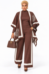 PREORDER 02 – BROWN 3-PIECE KNIT PANT SET