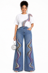 Crystal Wave Stretch Denim Glam Set