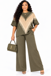 PREORDER 22 OLIVE 2- PIECE  KNIT PANT SET