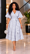 Timeless Charm Wrap Midi Dress(white)