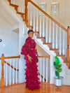 Burgundy Royal Ruffle Couture Gown