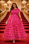 Luxe Tiered Ruffle Maxi Dress(FAUSIA PINK)