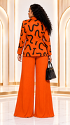 SIGNATURE PLEATED POWER PANT SUIT SET(orange)