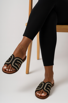  ETERNAL LOVE  OPEN-TOE SANDALS(BLACK/GOLD)