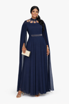 Navy Majesty Cape Maxi dress